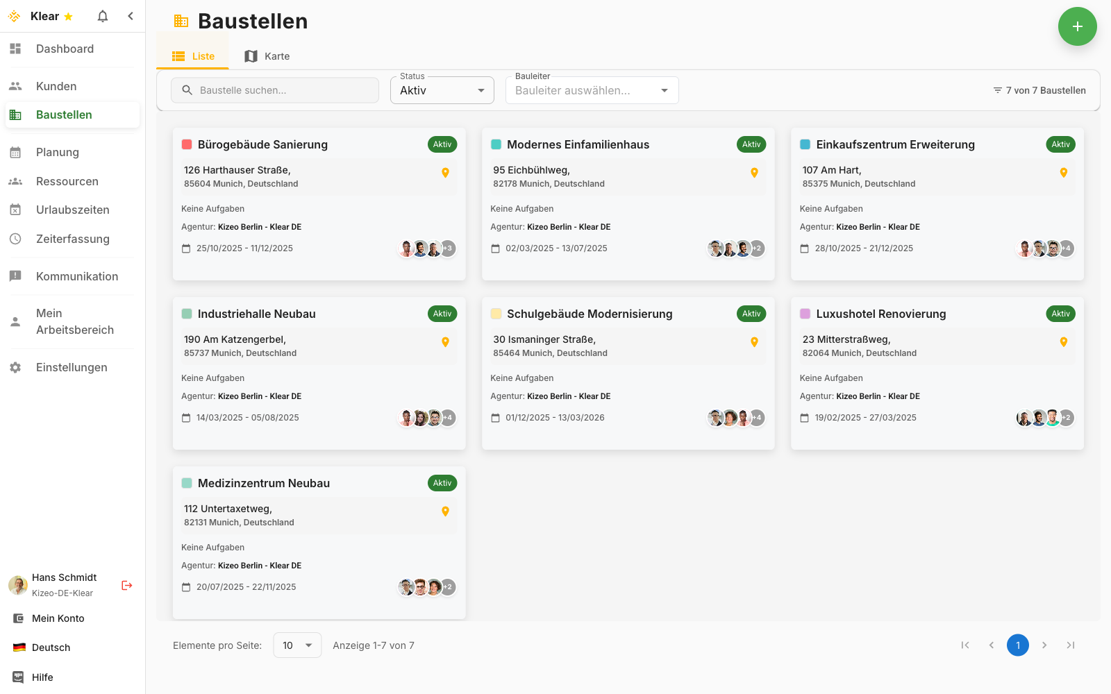 Liste der Baustellen