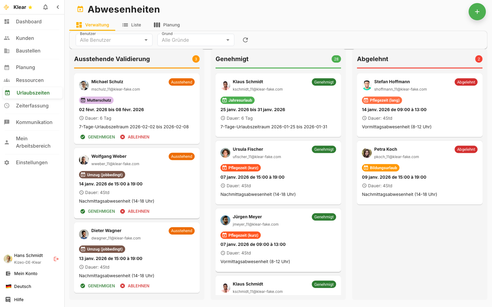 Abwesenheitsverwaltung