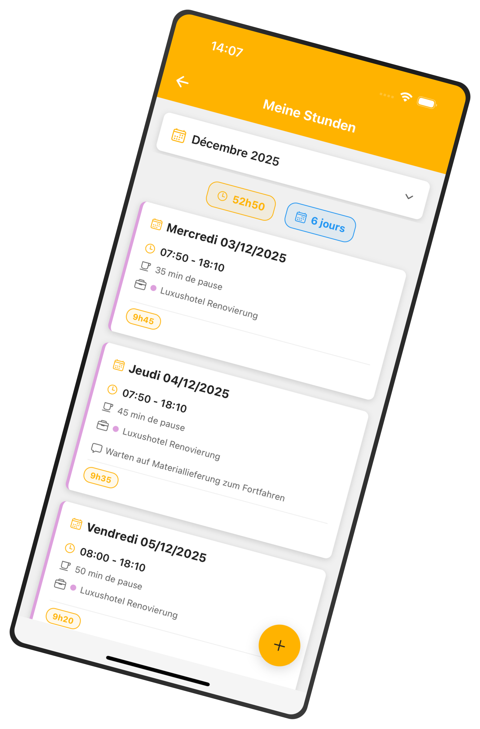App Mobile Stundenzettel