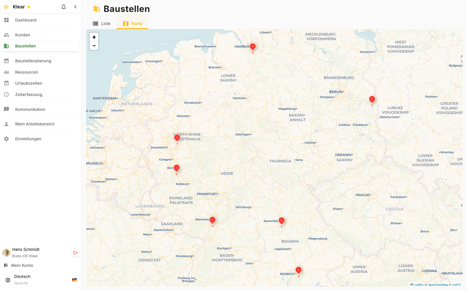 Baustellen-Karte in Echtzeit