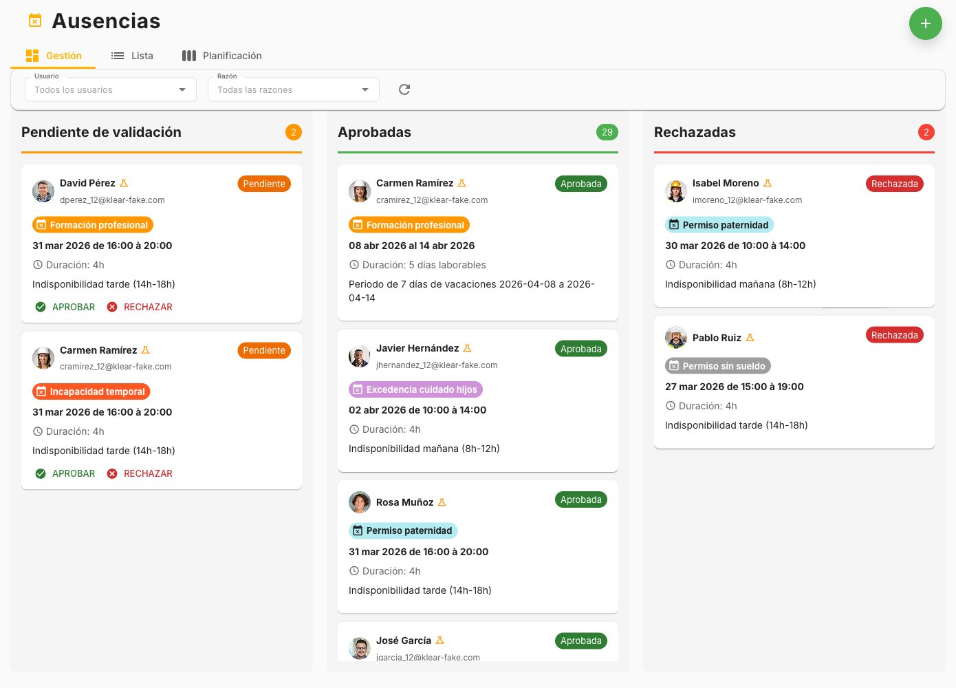 Gestión de Ausencias