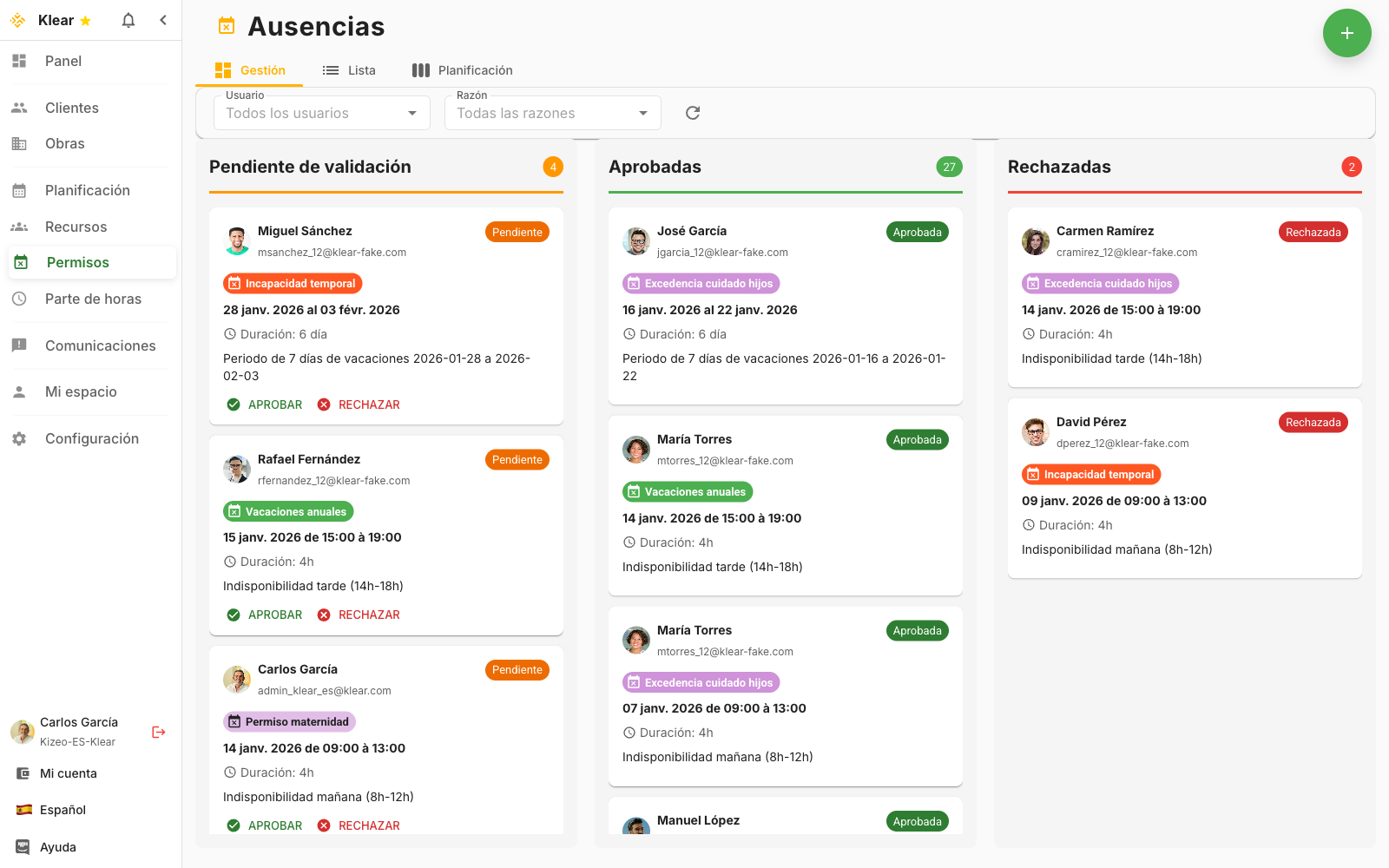 Gestión de ausencias