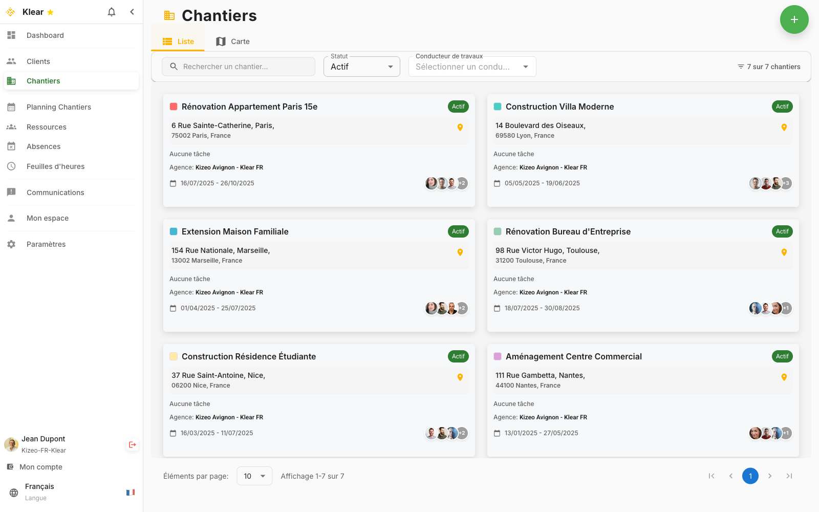 Visualisez tous vos chantiers