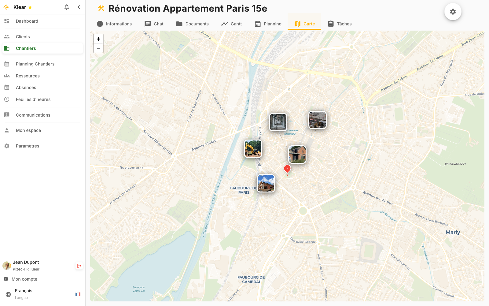 Géolocalisation des interventions