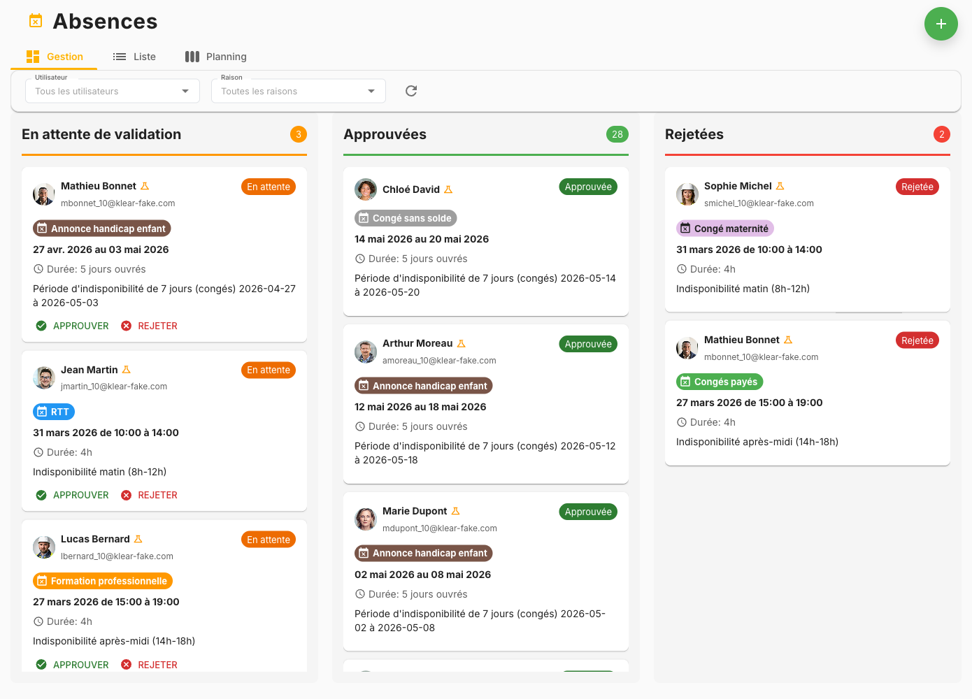 Gestion des Absences