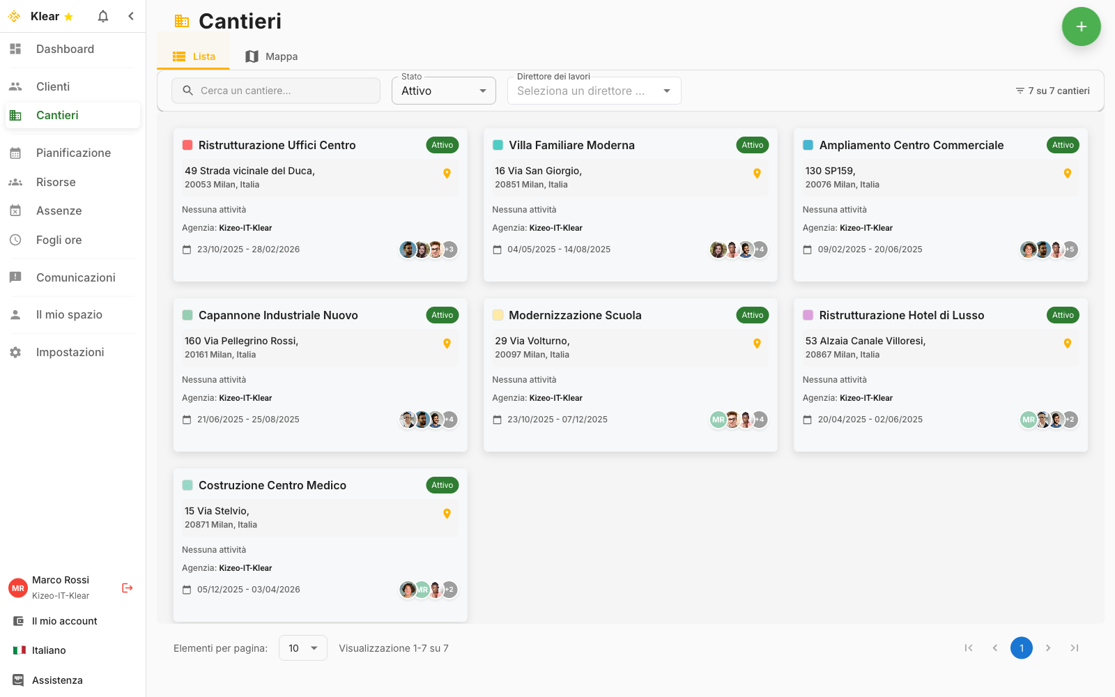 Visualizzare i vostri cantieri