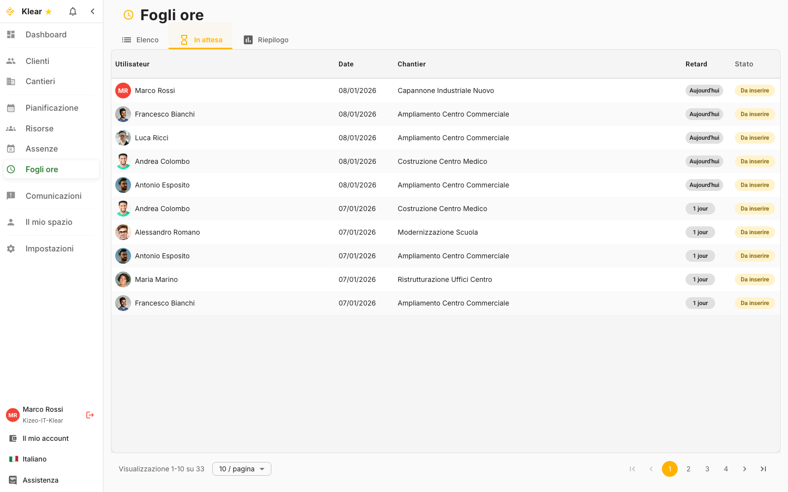 Rilevazione Presenze e Fogli Ore