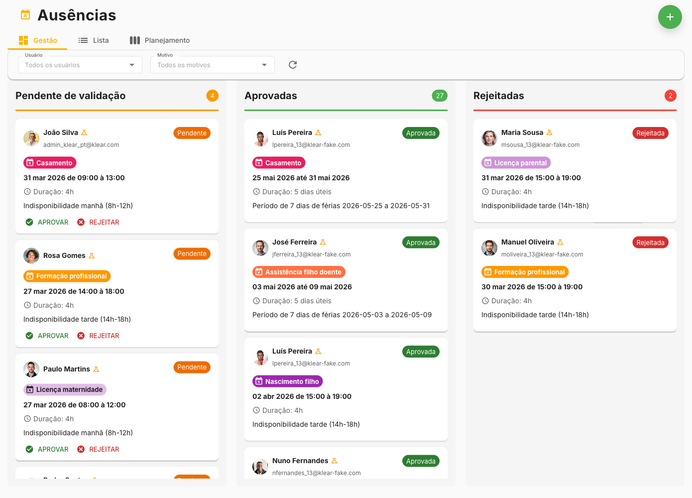 Gestão de Ausências